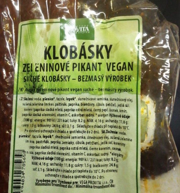 Fotografie - Klobásky zeleninové Pikant Vegan Provita