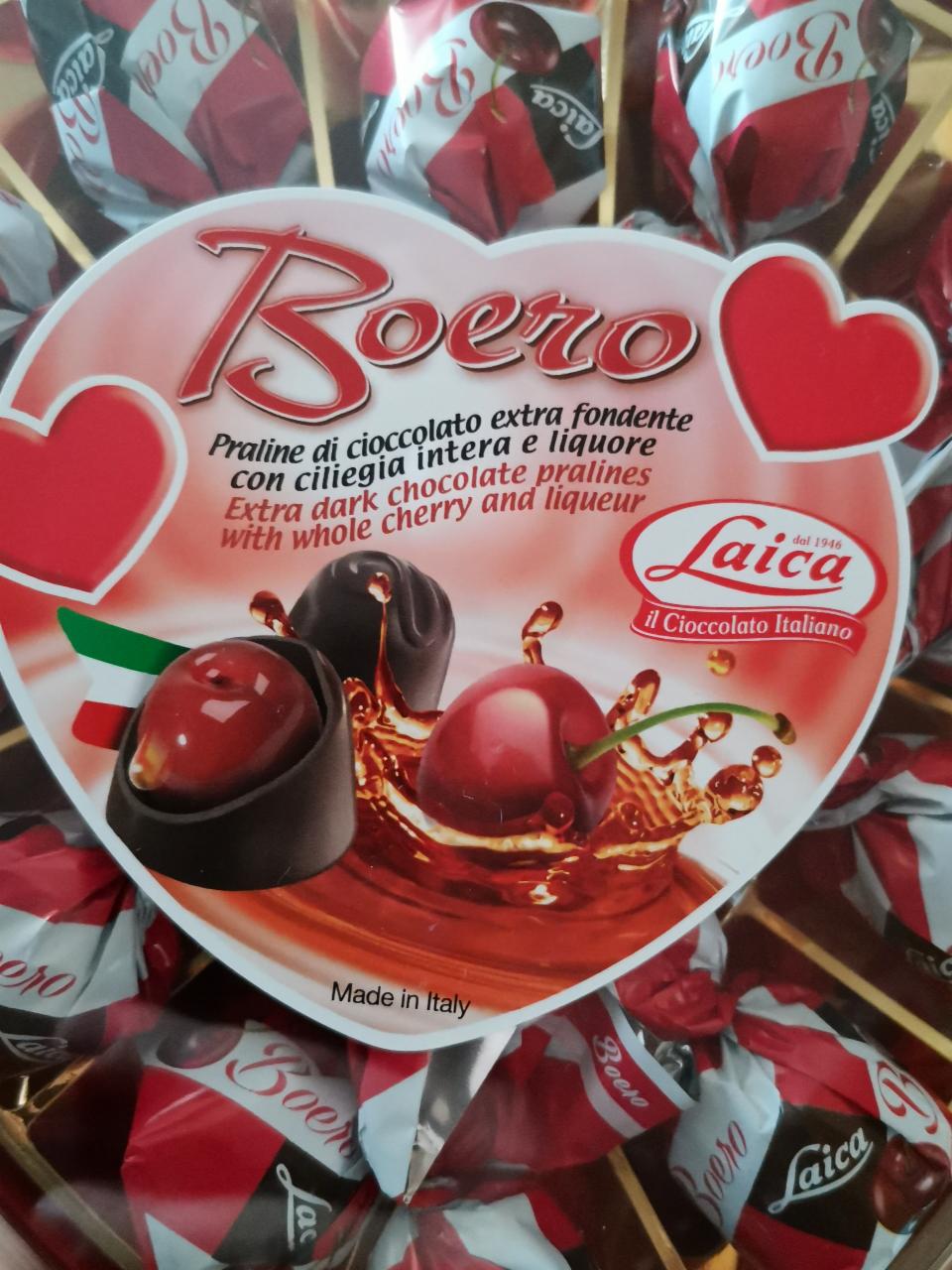 Fotografie - Boero pralinky z hořké čokolády s višněmi a likérem Laica