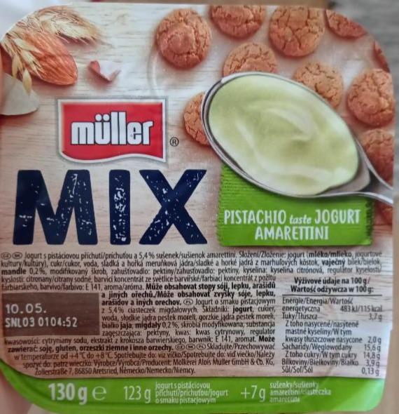 Fotografie - Mix Pistachio taste Jogurt + Amarettini Müller