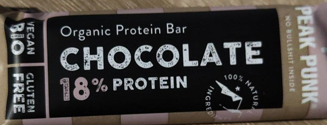 Fotografie - Organic Protein Bar Chocolate 18% protein Peak Punk