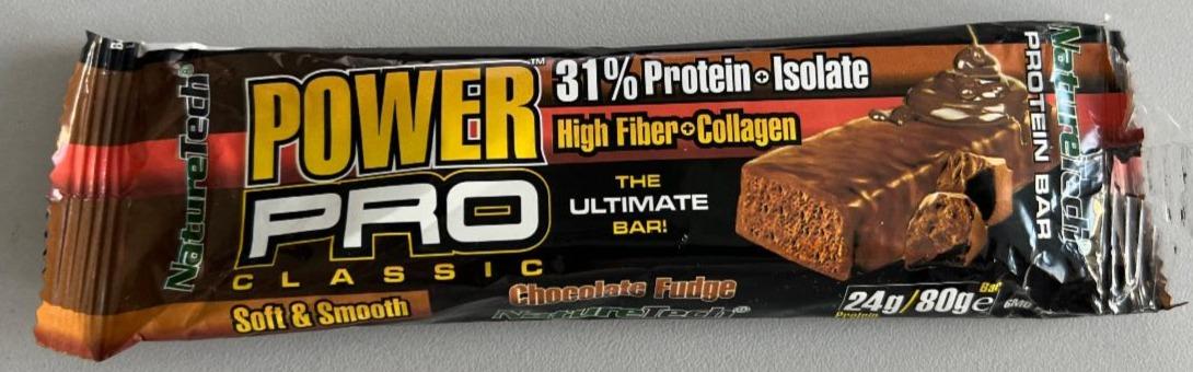 Fotografie - Power Pro Chocolate Fudge Protein Bar High Fiber + Collagen NatureTech