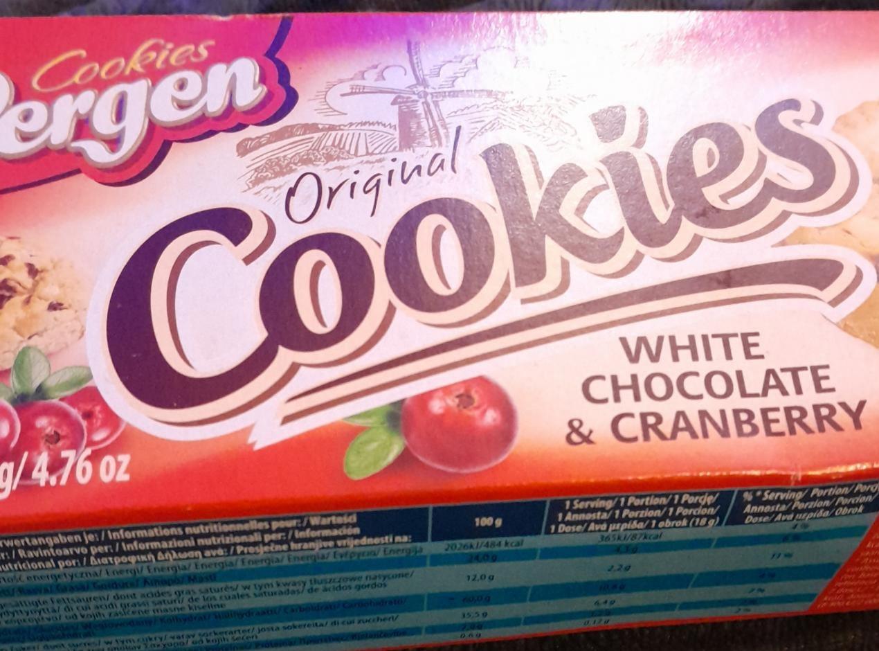 Fotografie - Cookies White Chocolate & Cranberry Bergen