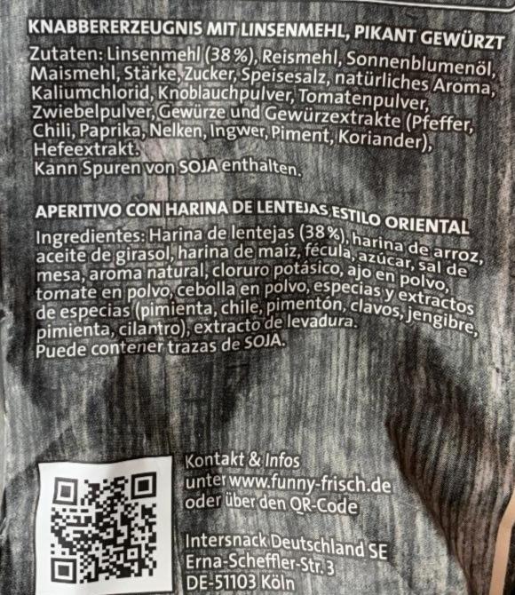 Linsen Chips Oriental Funny-frisch - kalorie, kJ a nutriční hodnoty
