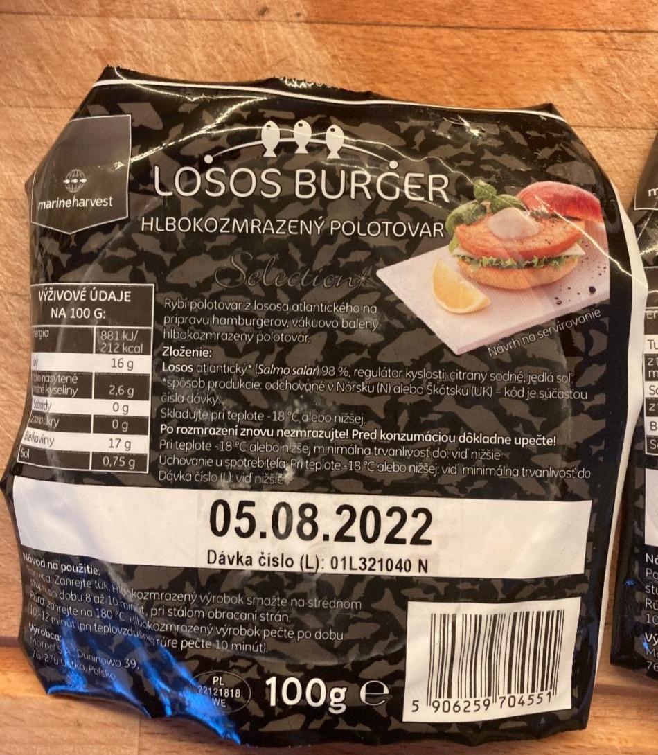 Fotografie - Losos burger hlubokozmrazený Marine Harvest