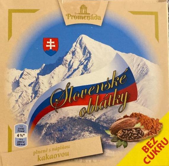 Fotografie - Slovenske oblátky plnené s náplňou kakaovou bez cukru Promenáda