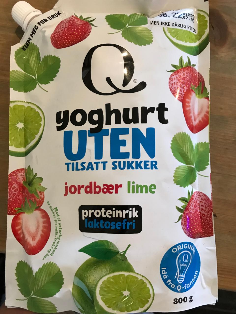 Fotografie - Yoghurt uten tilsatt sukker Jordbær & Lime Q