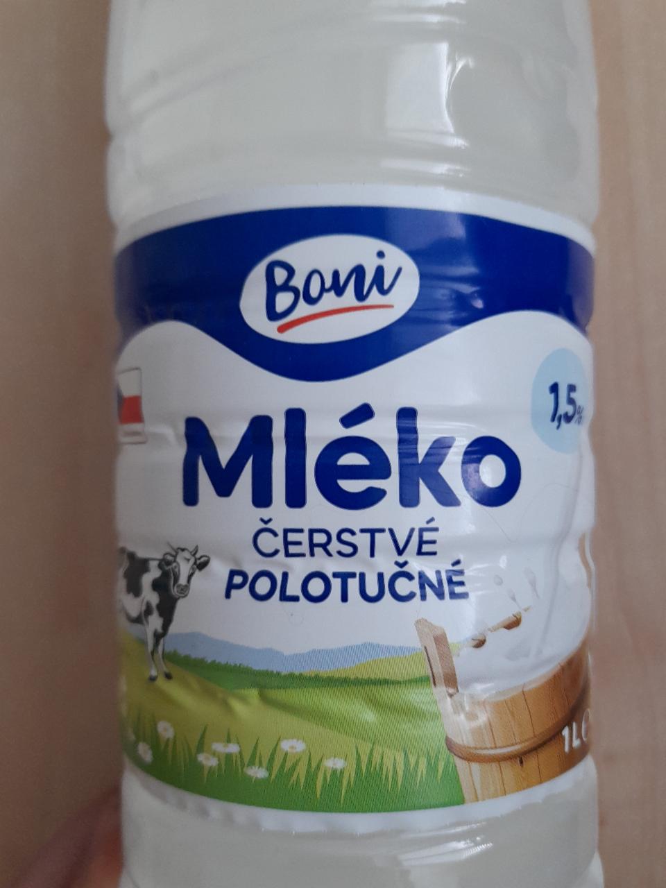 Fotografie - čerstvé mléko polotučné 1,5% Boni