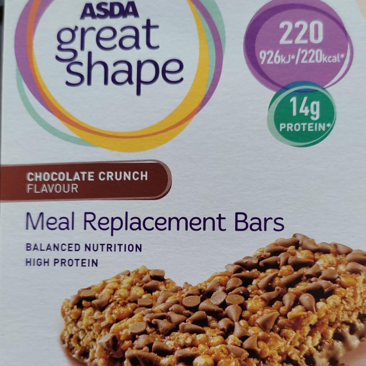 Fotografie - Meal Replacement Bars Chocolate crunch Asda great shape