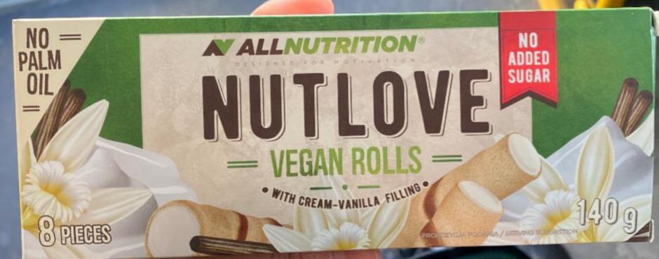 Fotografie - NutLove Vegan Rolls with Cream-Vanilla filling Allnutrition