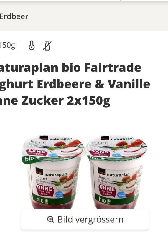 Fotografie - Naturaplan bio Fairtrade Joghurt Erdbeere & Vanille ohne Zucker