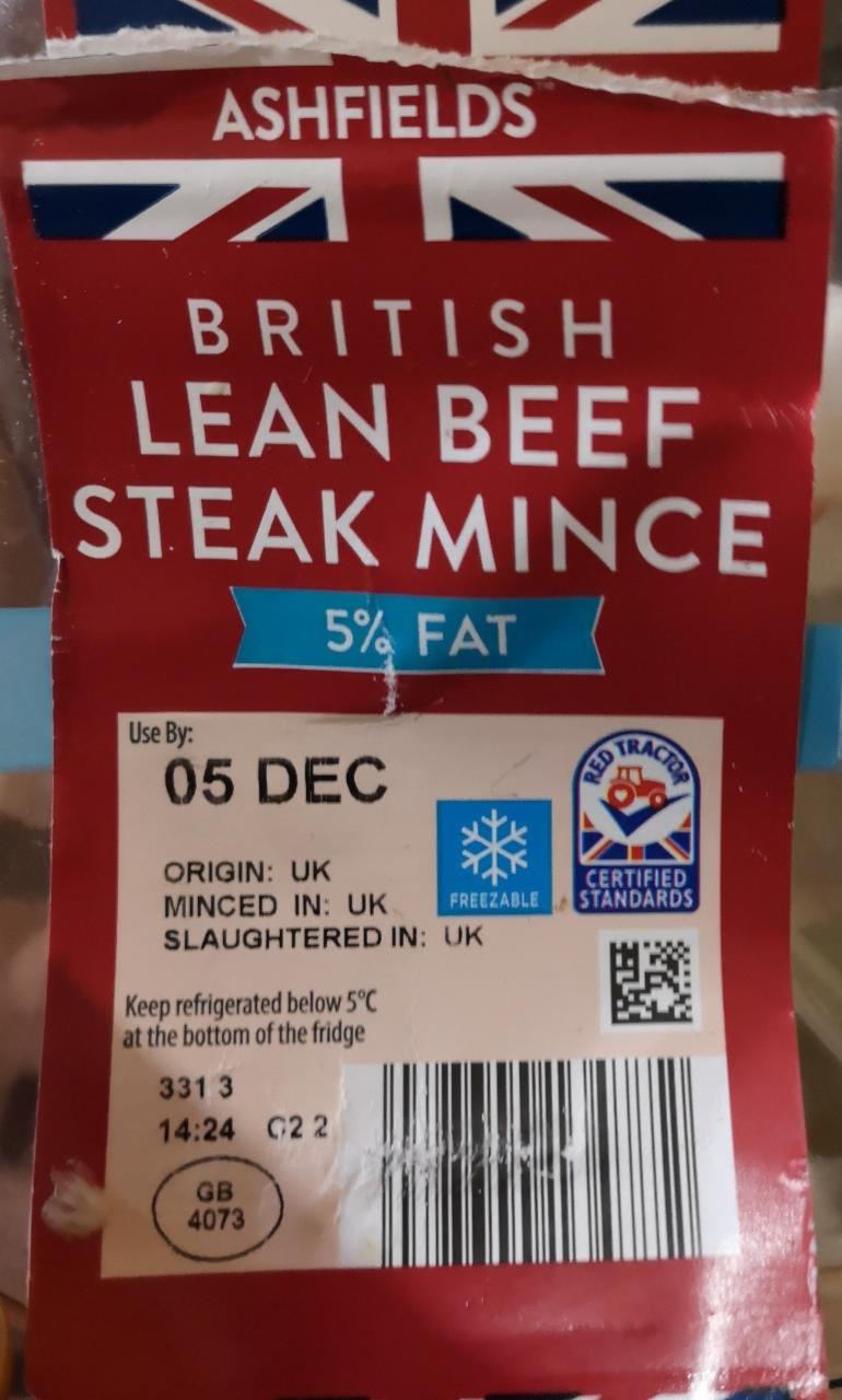 Fotografie - Ashfields British 5% Fat Lean Steak Mince Aldi