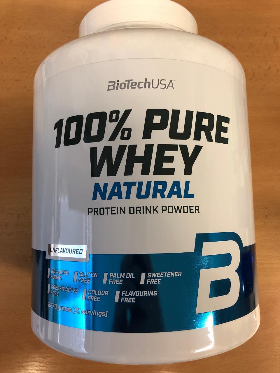 Fotografie - 100% pure whey natural protein drink powder unflavoured BioTechUSA