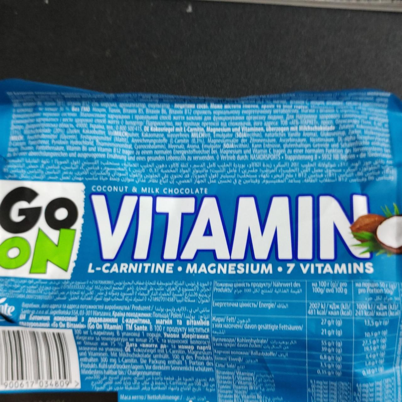 Fotografie - GoOn Vitamin - coconut & milk chocolate protein bar