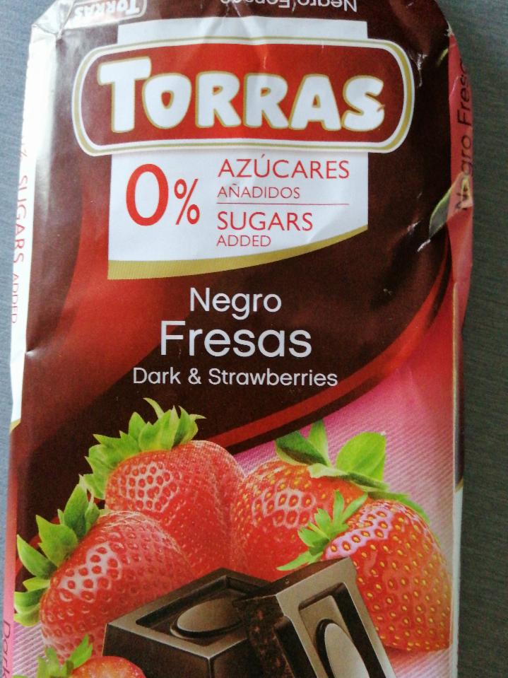 Fotografie - Hořká čokoláda s jahodami 0% cukru Torras