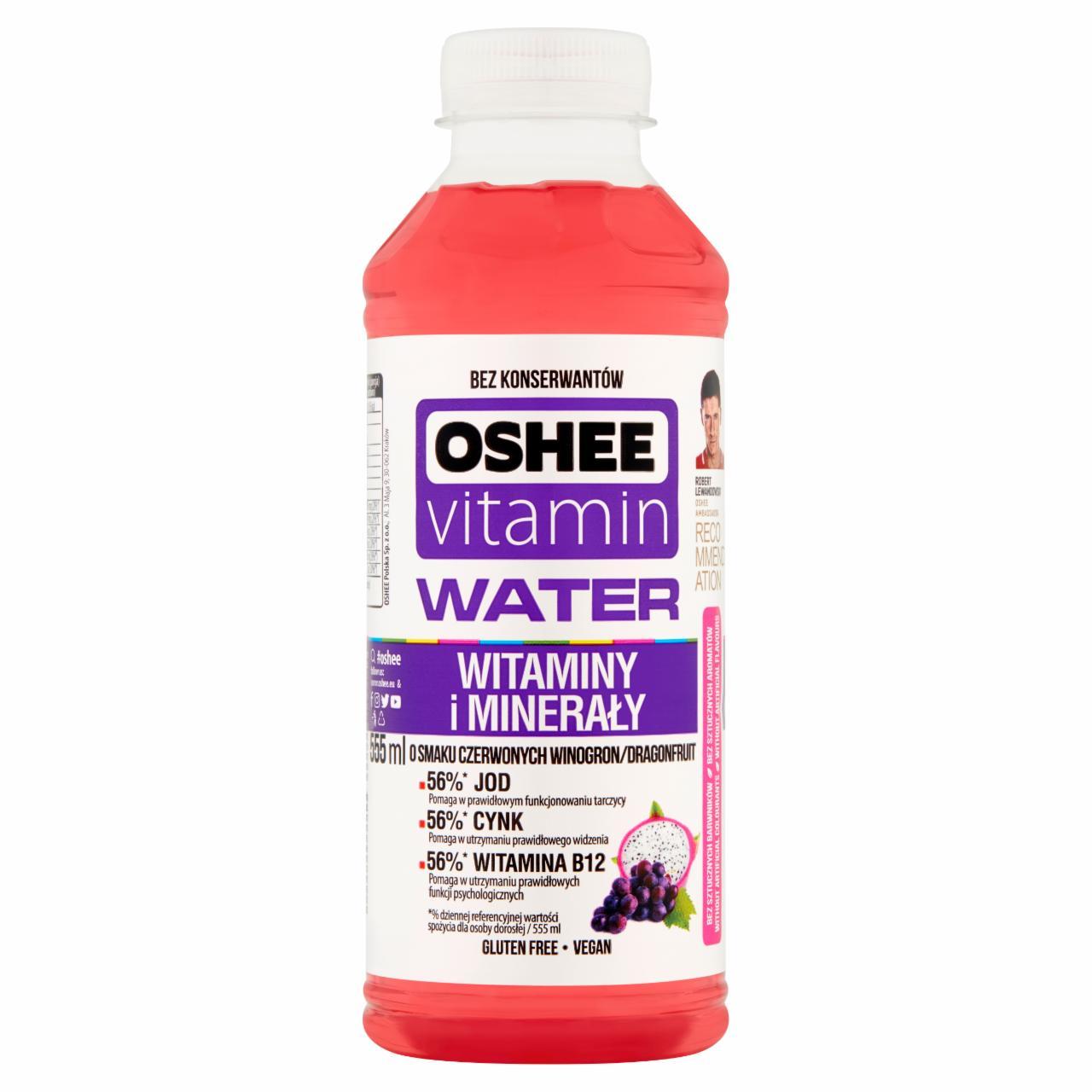 Fotografie - Vitamin water vitamins and minerals red grape/dragonfruit flavour Oshee