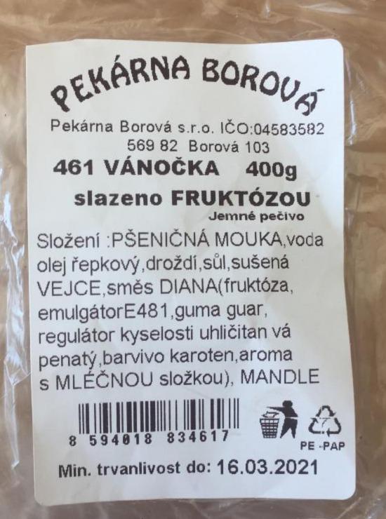 Fotografie - Vánočka slazeno fruktózou pekárna Borová
