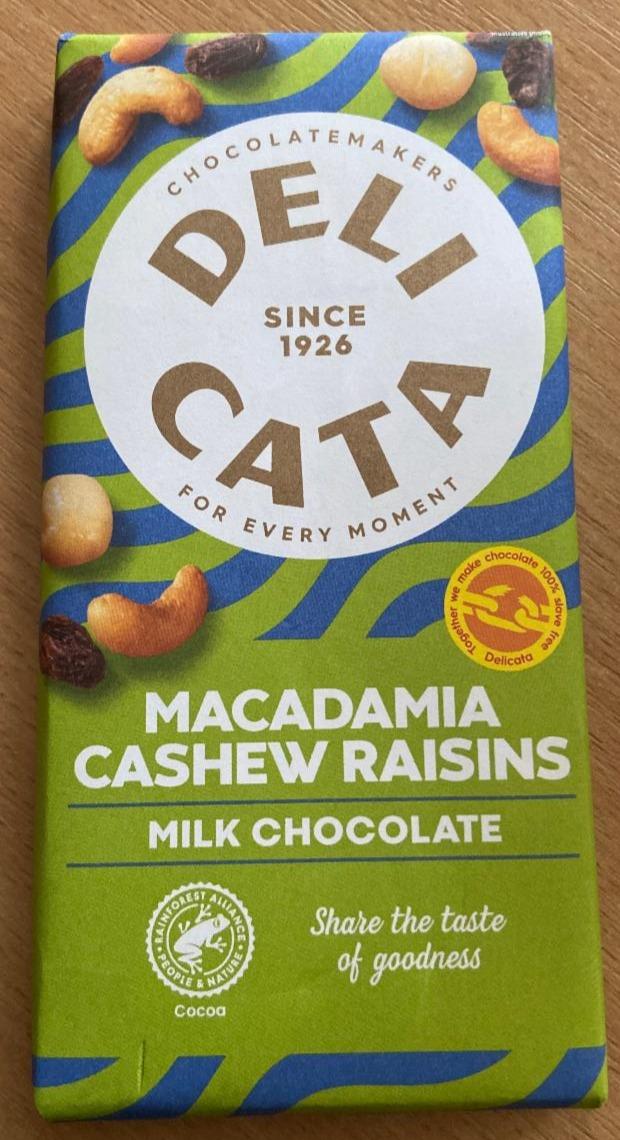 Fotografie - Macadamia Cashew Raisins Milk Chocolate Delicata