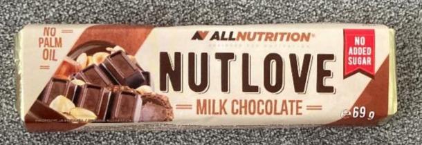 Fotografie - Nutlove Milk Chocolate No added sugar Allnutrition