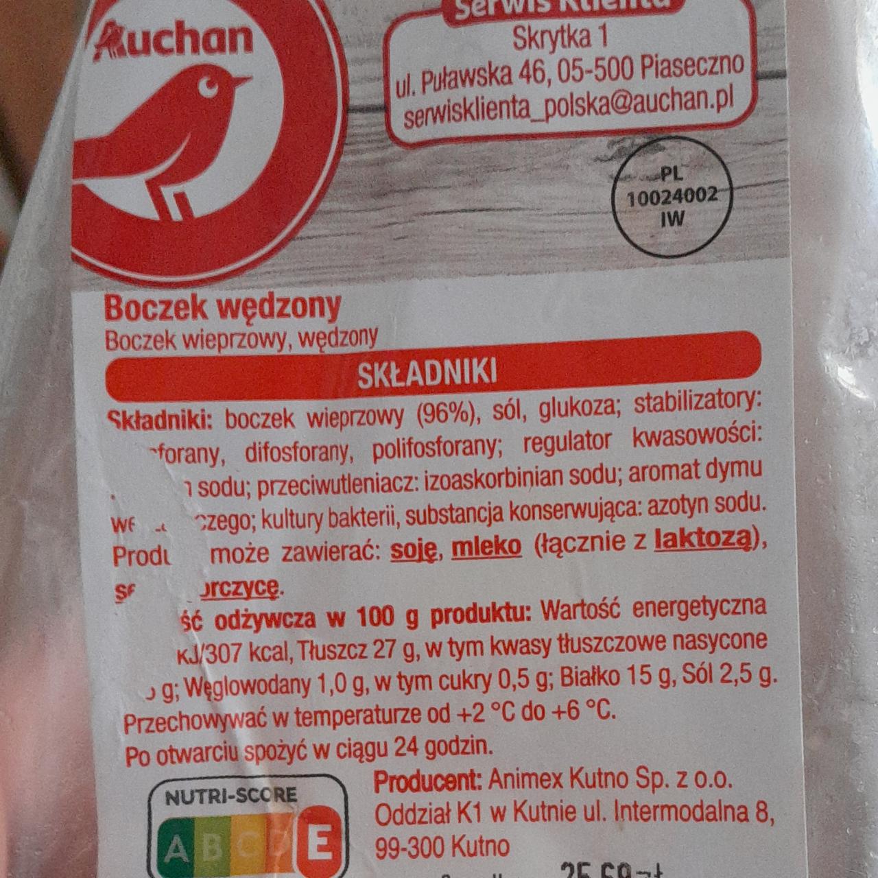 Fotografie - Boczek wieprzowy wędzony Auchan
