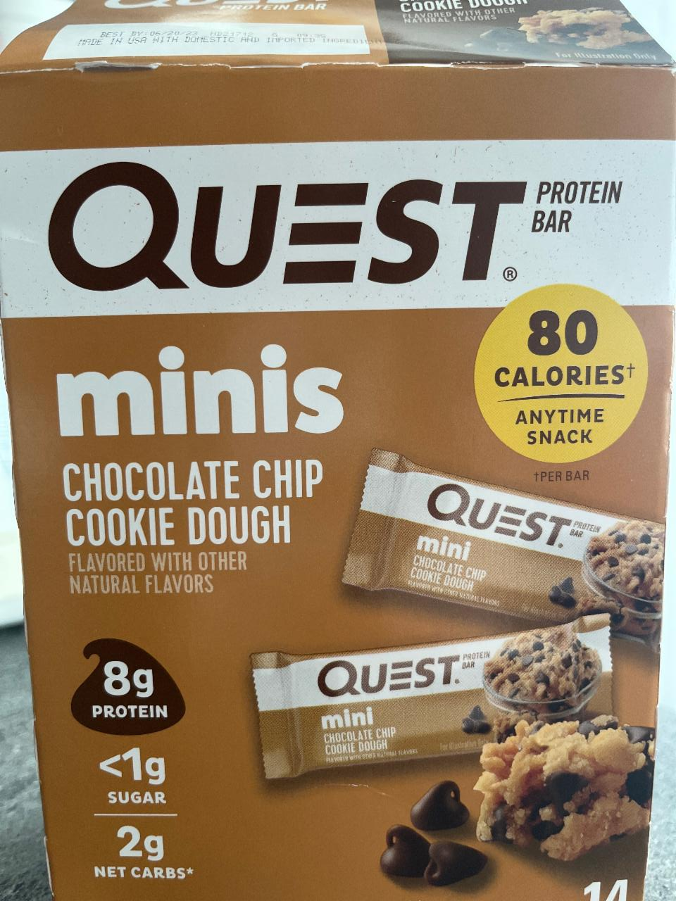 Fotografie - Minis protein bar chocolate chip cookie dough Quest