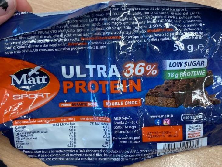 Fotografie - Ultra protein 36% Double choc Matt sport