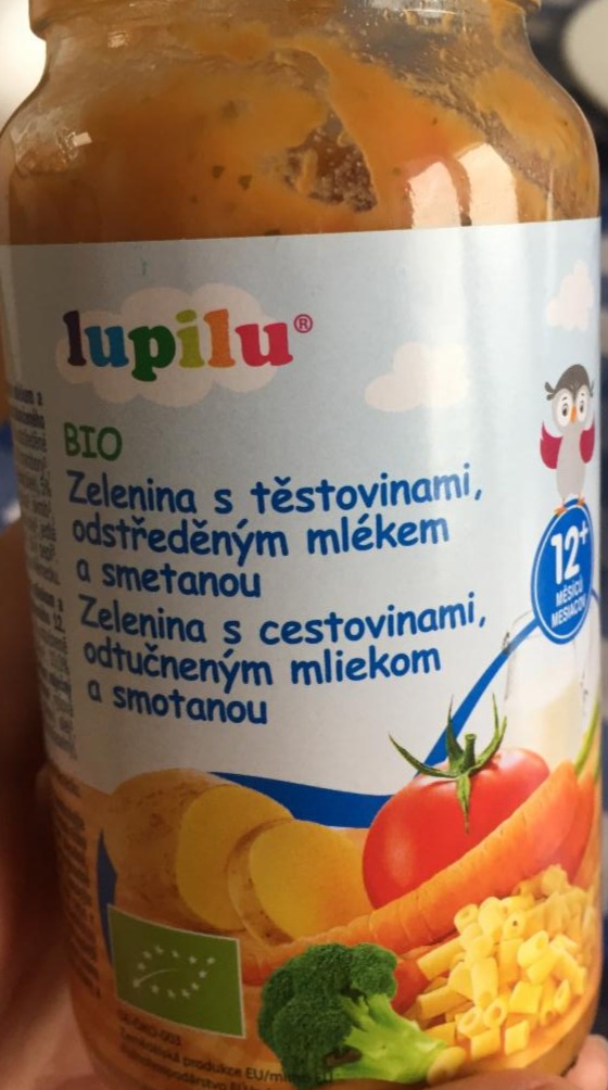 Fotografie - Bio Zelenina s těstovinami a odstředěným mlékem Lupilu