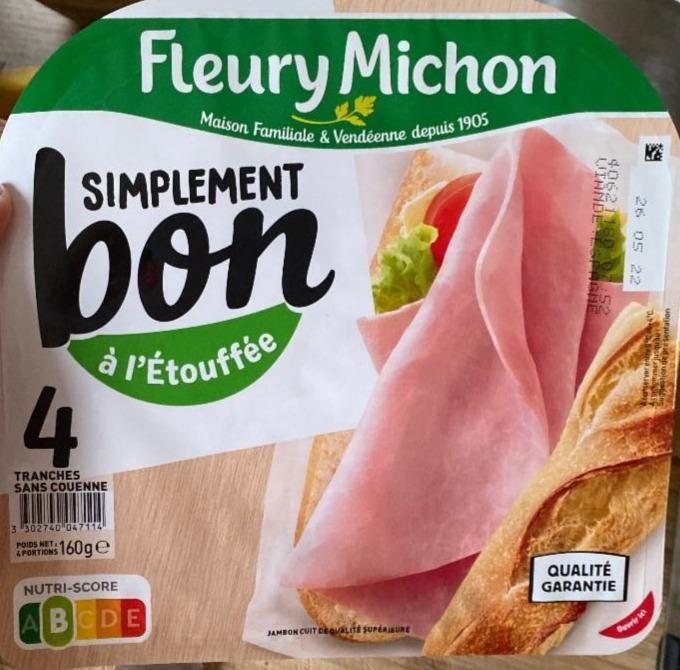 Fotografie - Simplement bon jambon cuit à l'étouffée 4 tranches Fleury Michon