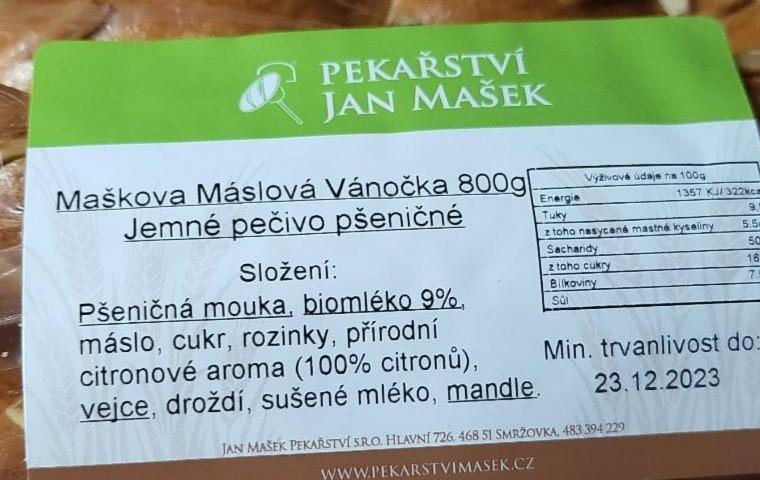 Fotografie - Maškova máslová vánočka Pekařství Jan Mašek