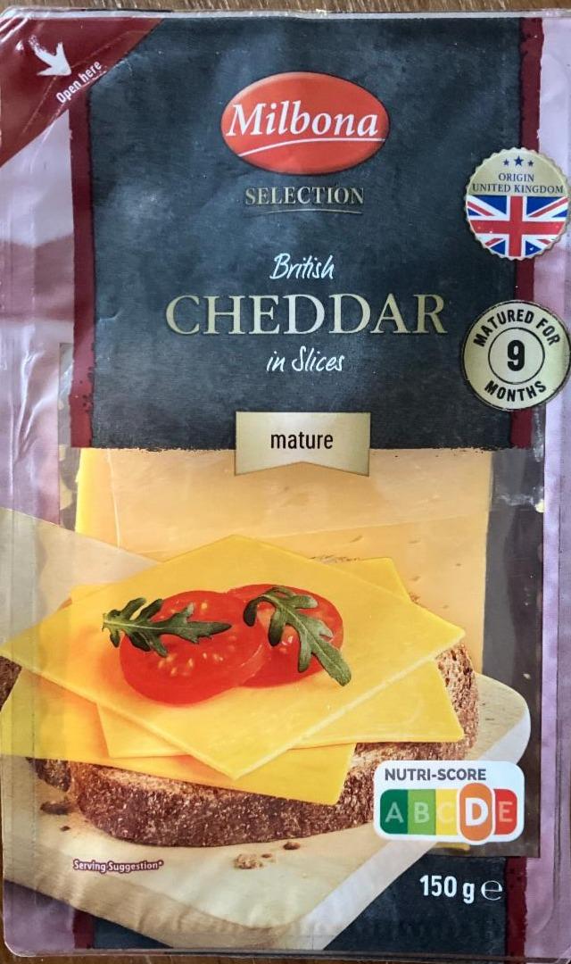 British Cheddar in slices mature Milbona - kalorie, kJ a nutriční hodnoty