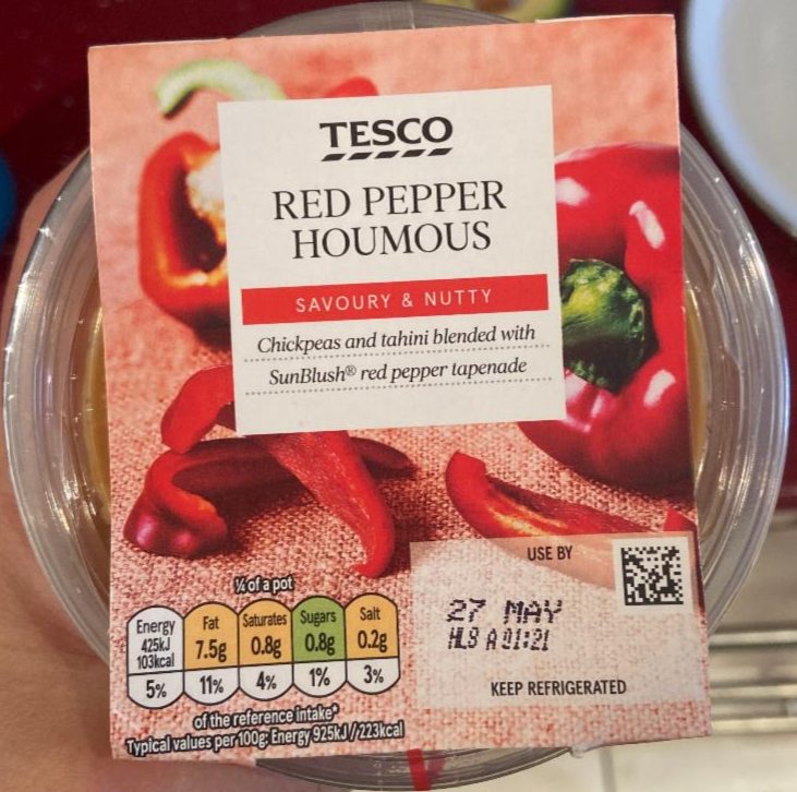 Fotografie - Red pepper houmous savoury & nutty Tesco