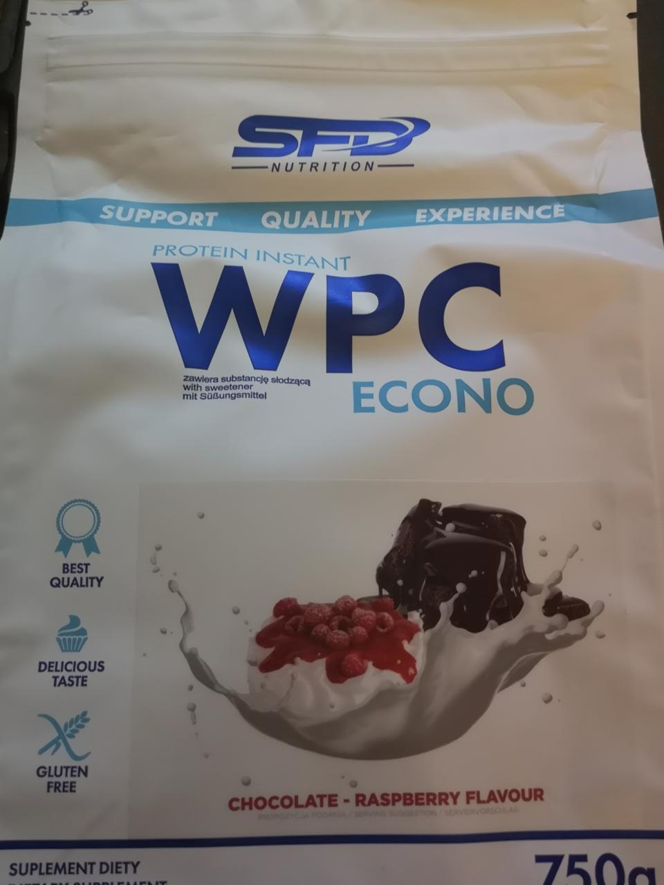 Fotografie - Protein Instant WPC ECONO protein chocolate - raspberry flavour SFD Nutrition
