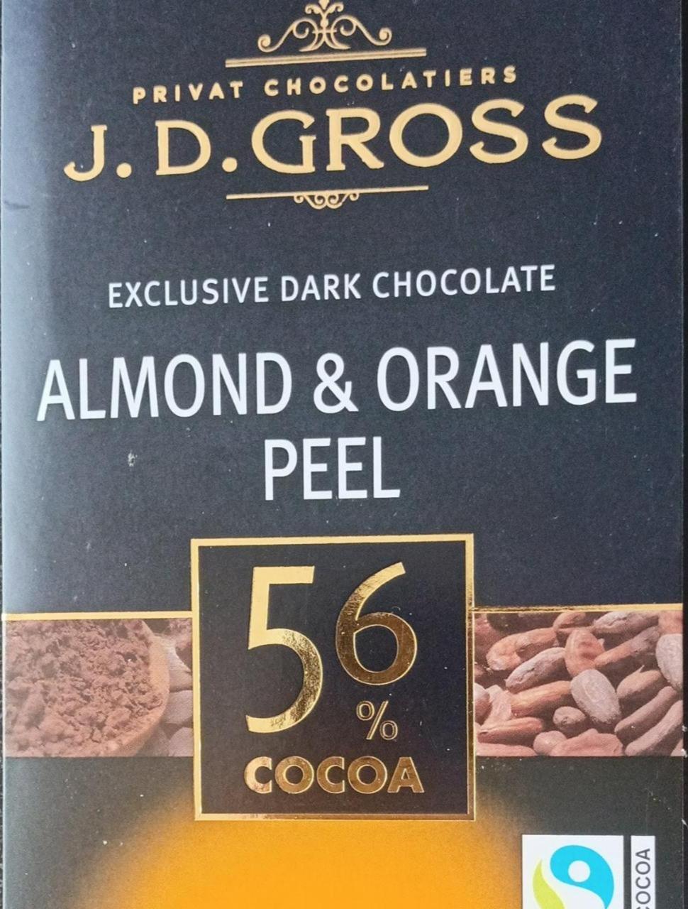 Fotografie - Almond & Orange peel 56% cocoa J. D. Gross