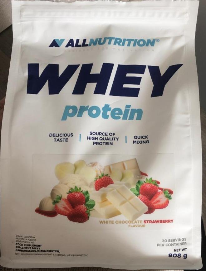 Fotografie - Whey Protein White Chocolate-Strawberry Allnutrition
