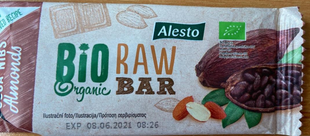 Fotografie - Bio Raw Organic Bar Cocoa Nibs Almonds ALESTO