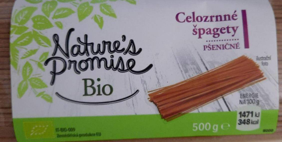 Fotografie - celozrnné špagety Nature's Promise bio