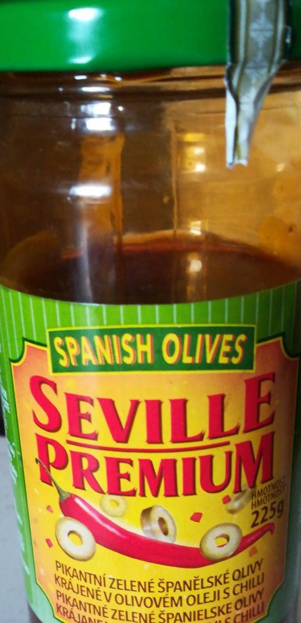 Fotografie - Zelené olivy v olivovém oleji s chilli Seville premium