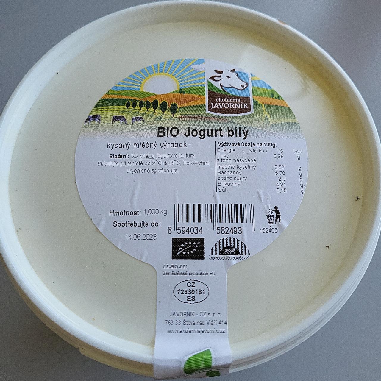 Fotografie - Bio jogurt bílý Ekofarma Javorník