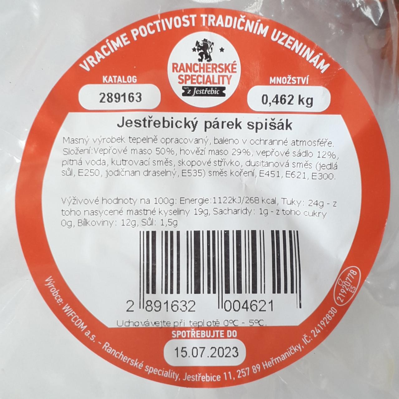Fotografie - Jestřebický párek Spišák Rancherské speciality