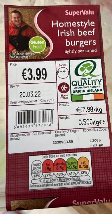 Fotografie - Homestyle Irish beef burgers gluten free SuperValu