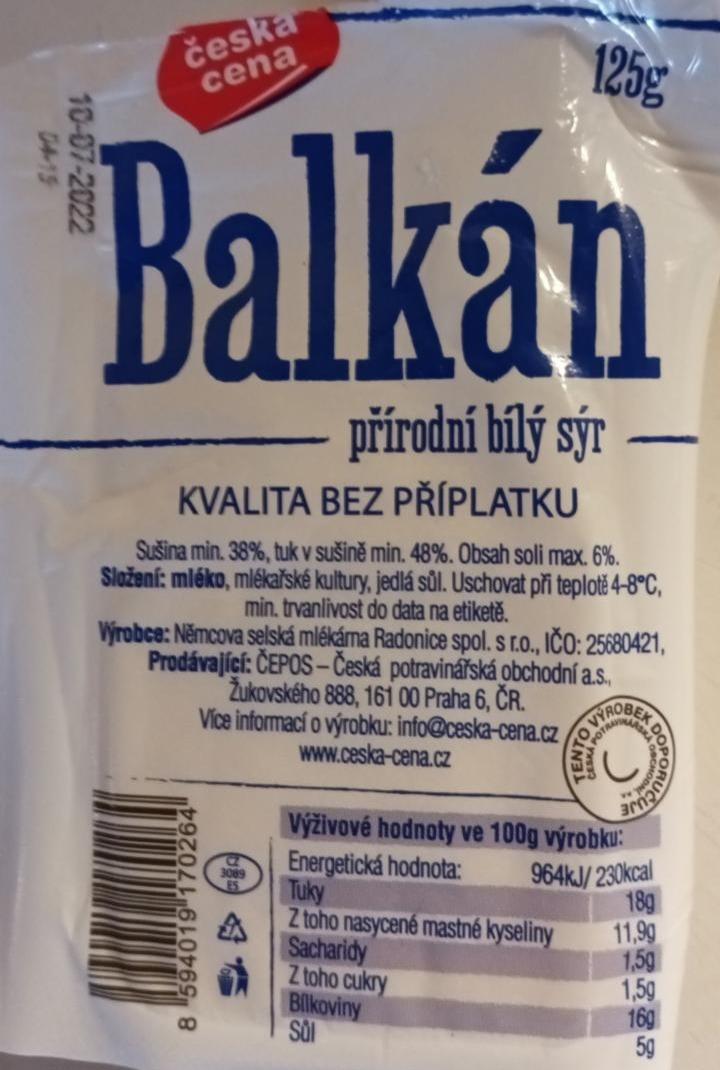 Fotografie - Balkán přírodní bílý sýr Česká cena