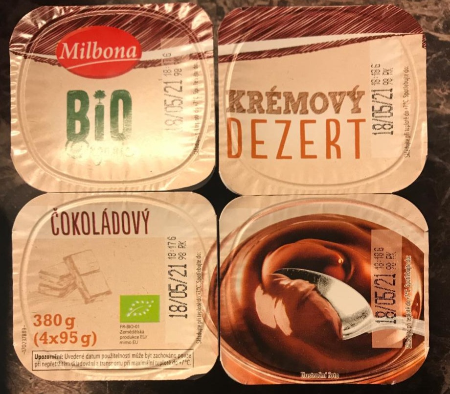 Fotografie - Bio Orgabic Krémový dezert čokoládový Milbona