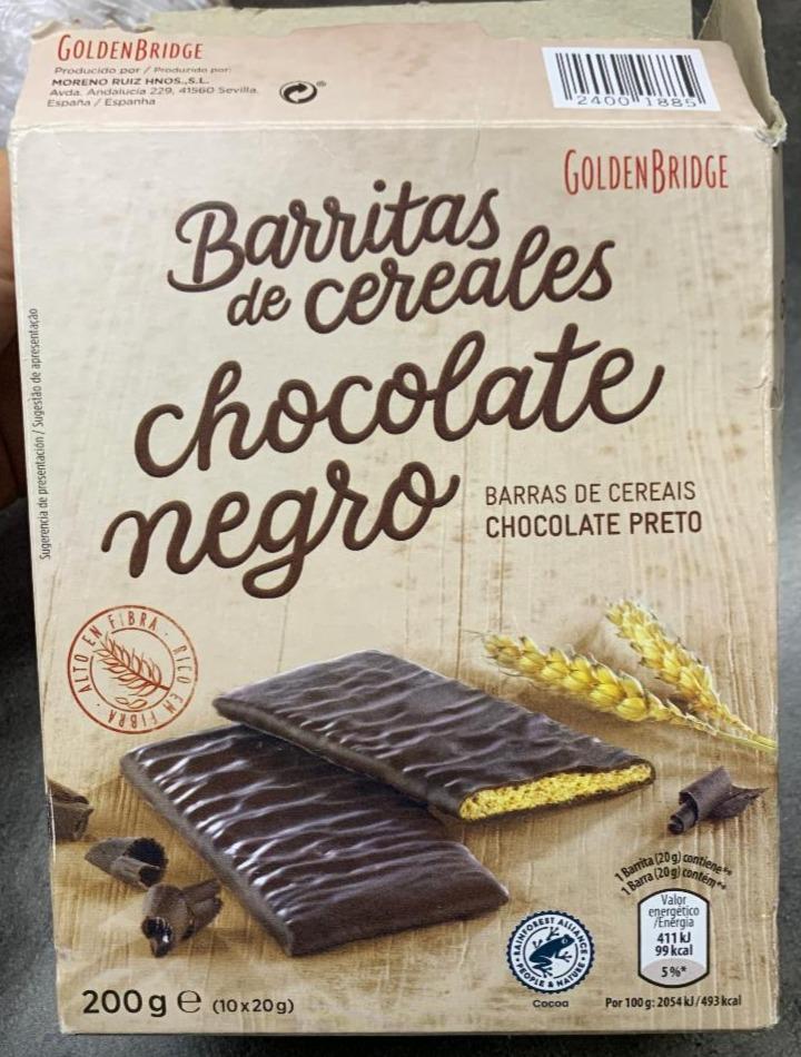 Fotografie - Barritas de cereales chocolate negro GoldenBridge