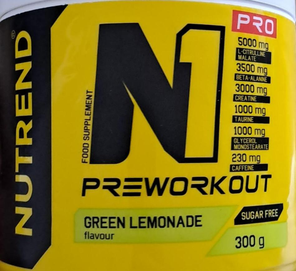 Fotografie - N1 preworkout green lemonade Nutrend