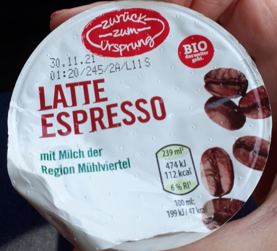 Fotografie - Bio Latte Espresso Zurück zum Ursprung