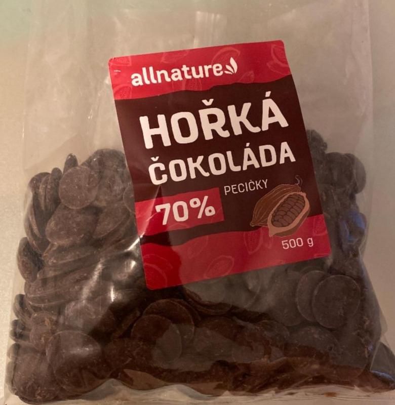 Fotografie - Hořká čokoláda 70% pecičky Allnature