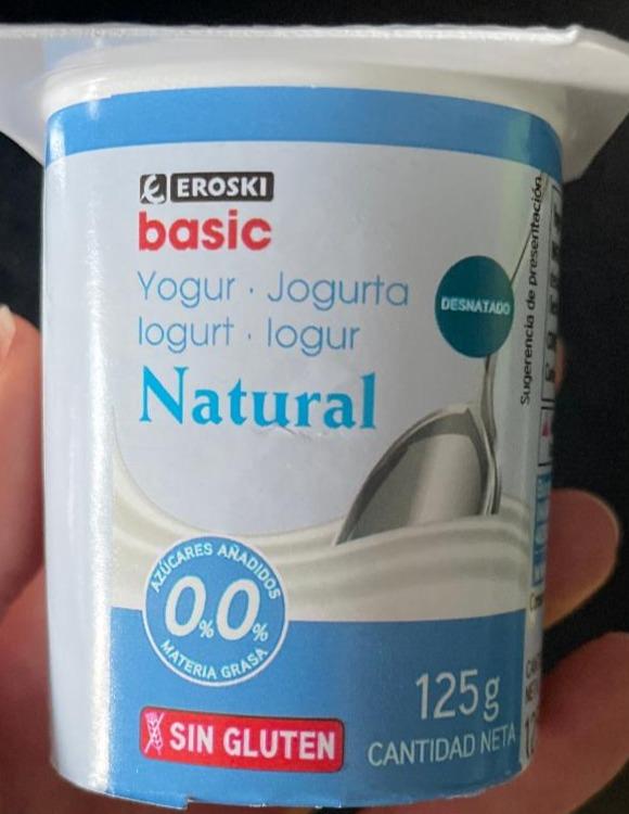 Fotografie - Yogur natural 0% grasa Eroski