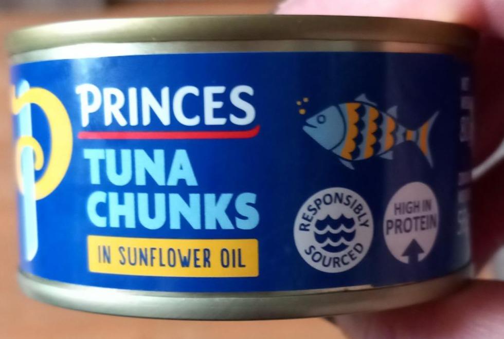 Fotografie - Tuna chunks in sunflower oil (kousky tuňáka ve slunečnicovém oleji) Princes