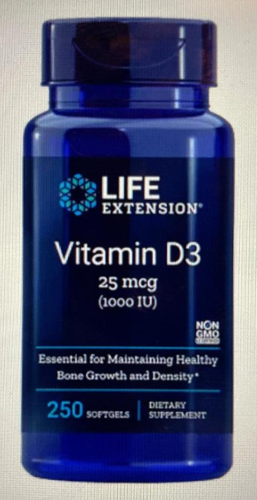 Fotografie - Vitamin D3 25uq (1.000IU) Life Extension