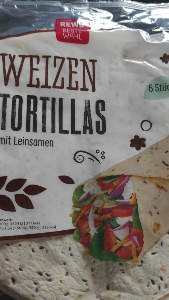 Fotografie - Weizen Tortillas mit Leinsamen Rewe Beste Wahl