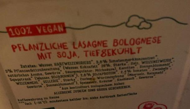 Fotografie - vega vita pflanzliche Lasagne Bolognese mit Soja, tiefgekühlt 